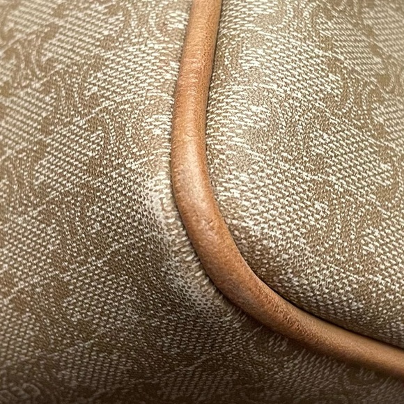 Celine Authentic Vintage Tan and Brown Bag with Leather Handles and Accents - Picture 14 of 16